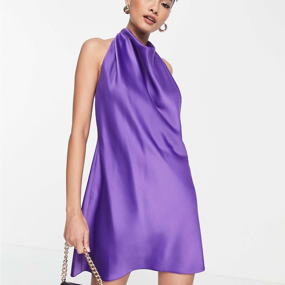 ASOS Radiant Purple Halter Mini Dress